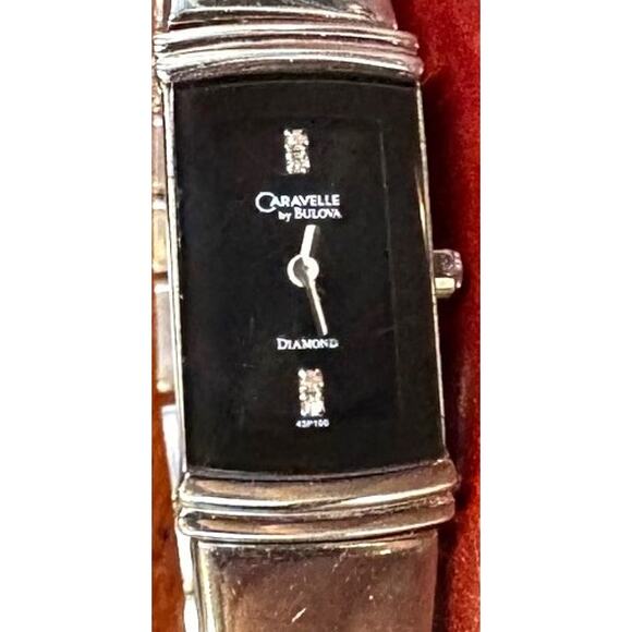 Women's Stainless Steel Caravelle By Bulova Diamond Series Watch, Black Face, Di - Picture 3 of 6